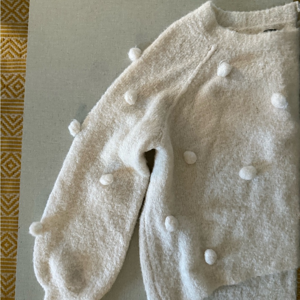 Aerie cozy cream pom pom sweater
